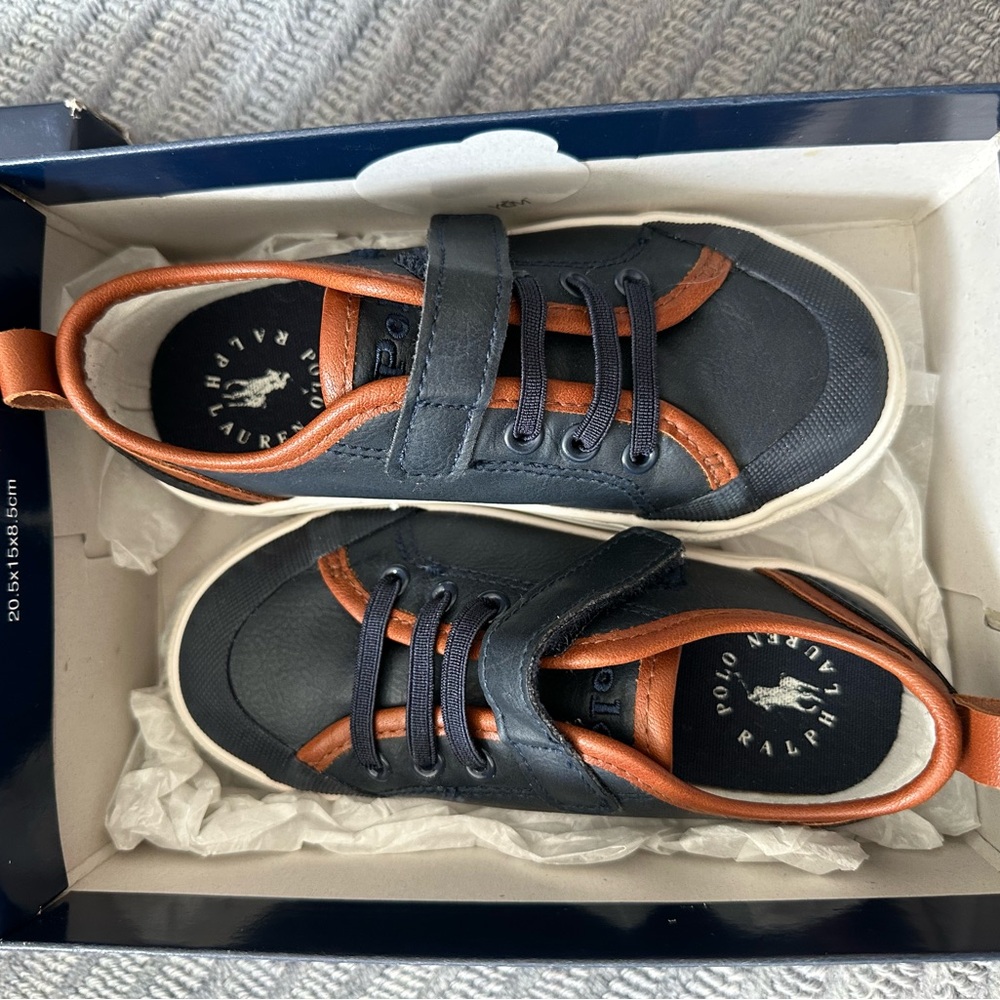 Polo by Ralph Lauren Boys Navy/Tan Asher Shoe